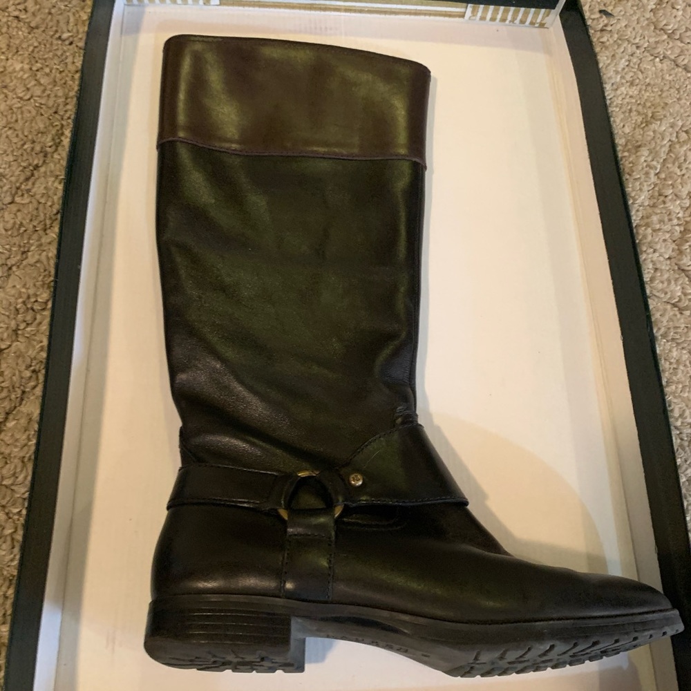 Ralph Lauren black and brown leather riding boot